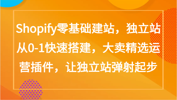 Shopify零基础建站，独立站从0-1快速搭建，大卖精选运营插件，让独立站弹射起步-一知网
