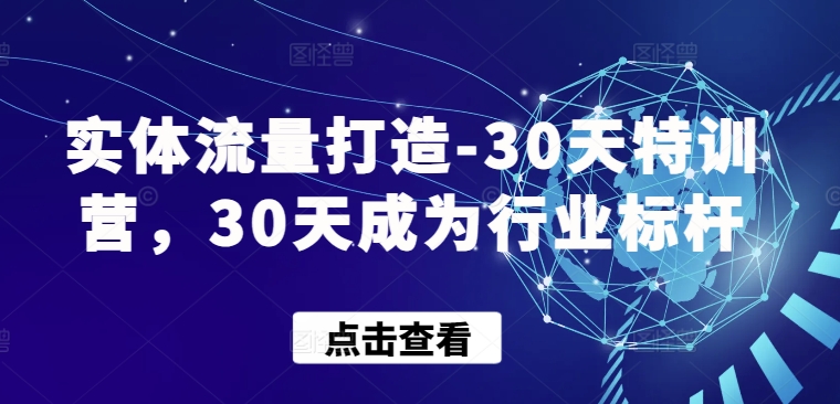 实体流量打造-30天特训营，30天成为行业标杆-一知网