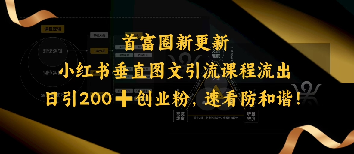 小红书垂直图文引流课程流出，日引200+创业粉，速看防和谐-一知网