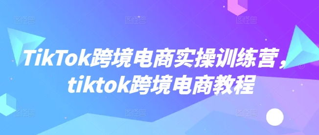 TikTok跨境电商实操训练营，tiktok跨境电商教程-一知网
