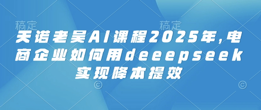 天诺老吴AI课程2025年，电商企业如何用deeepseek实现降本提效-一知网