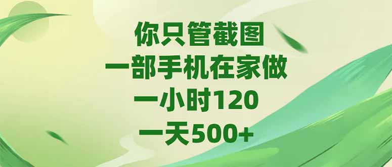 你只管截图，一部手机在家做，一小时120，-天500+-一知网