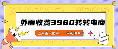 外面收费3980的转转电商玩法，上架当天出单，一单利润3张-一知网