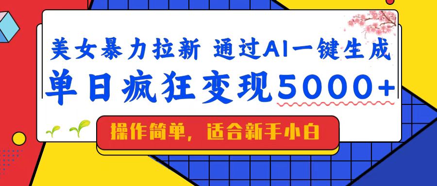 （14347期）美女暴力拉新，通过AI一键生成，单日疯狂变现5000+，纯小白一学就会！-一知网