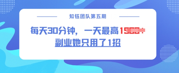 副业她只用了1招，每天30分钟，无脑二创，一天最高1.5k-一知网