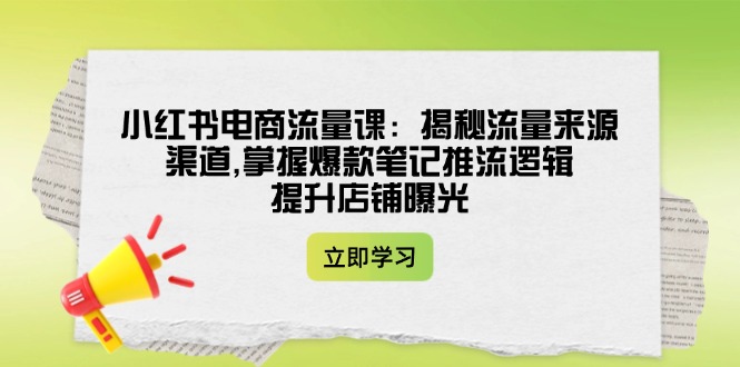 （14318期）小红书电商流量课：揭秘流量来源渠道,掌握爆款笔记推流逻辑,提升店铺曝光-一知网