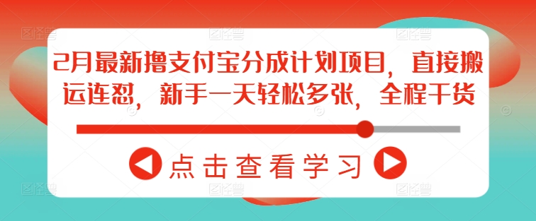 2月最新撸支付宝分成计划项目，直接搬运连怼，新手一天轻松多张，全程干货-一知网